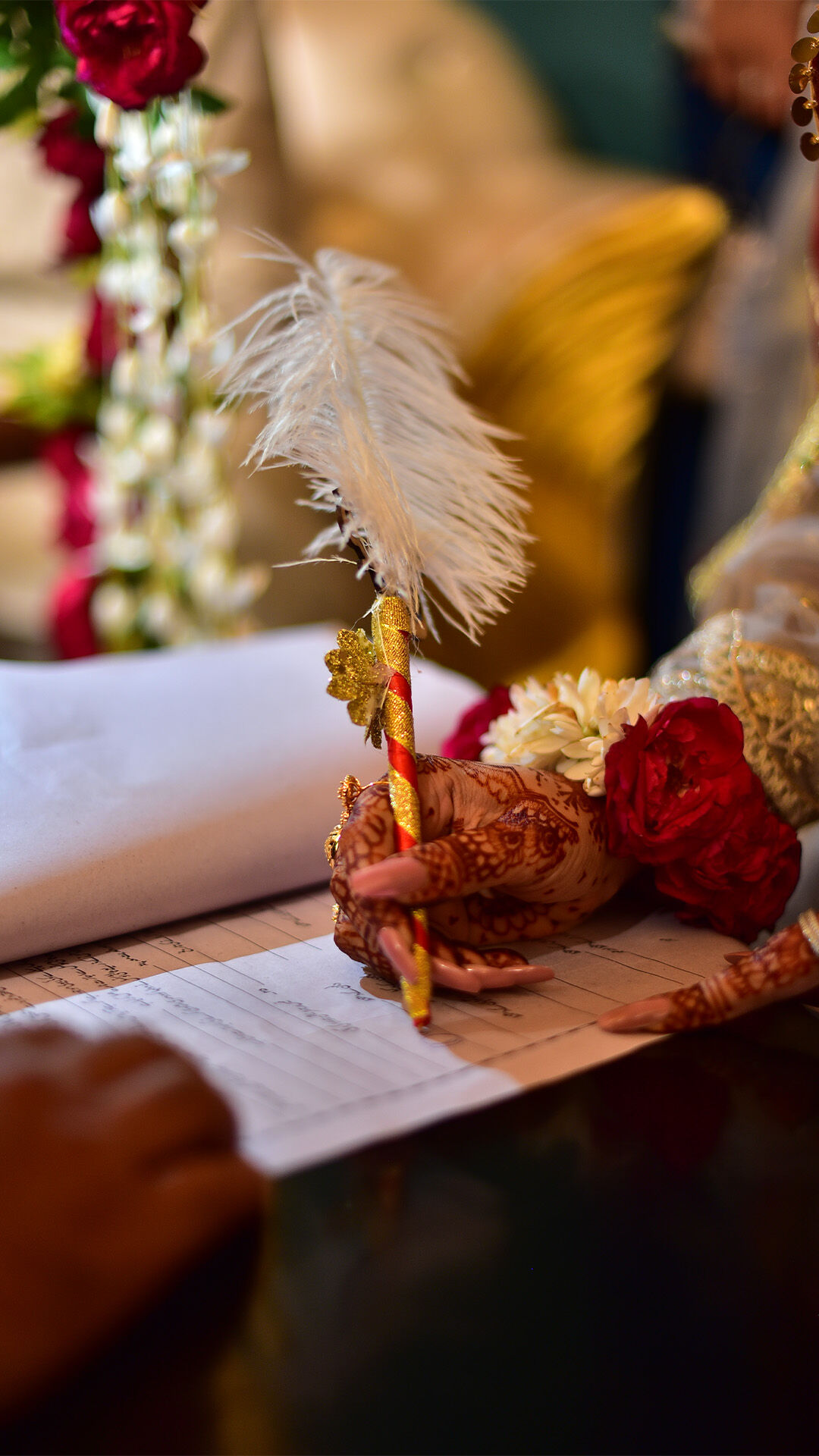 A bride writing vows her wedding day